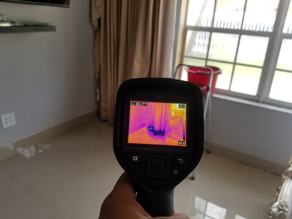 Thermal imaging camera mapping moisture in a Mississauga home after a flood